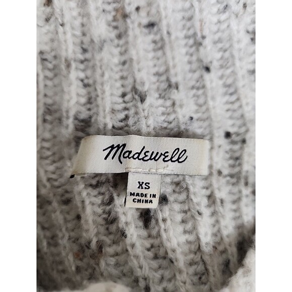 Madewell Donegal Northfield Mockneck Wool Beige Oversized Knit Sweater Womens XS - Picture 8 of 9